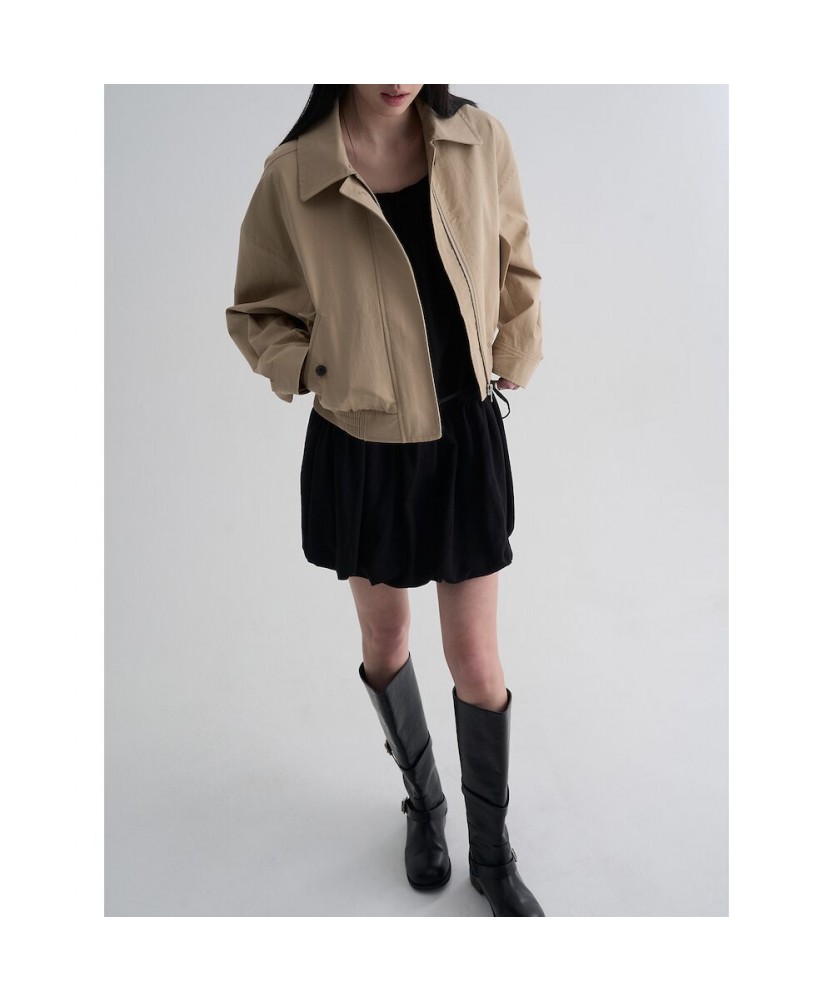 Короткий хлопковый блузон, Beige