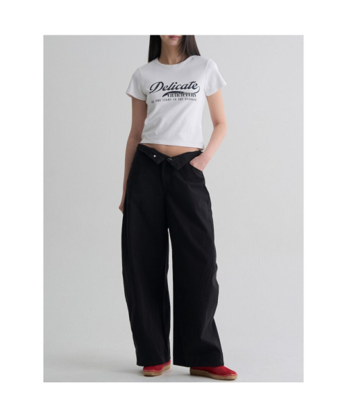 Хлопковые слаксы с закруглённым кроем, Black