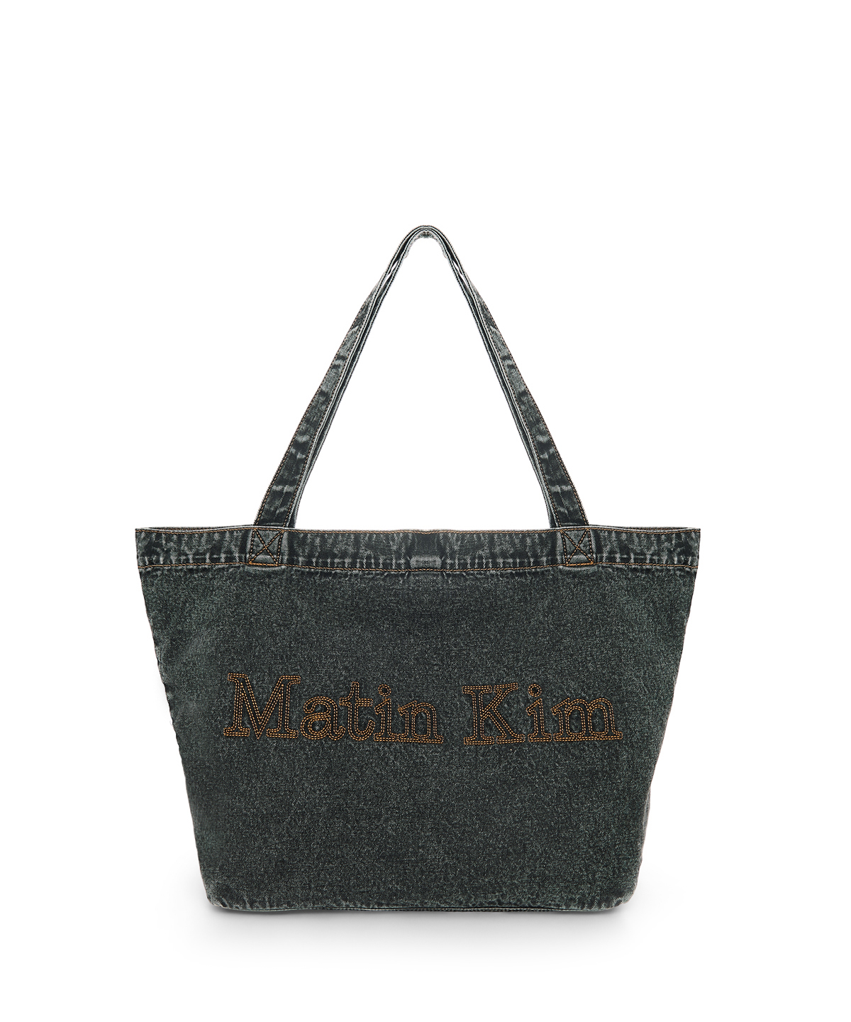 MATIN STITCH DENIM SHOULDER BAG IN BLACK