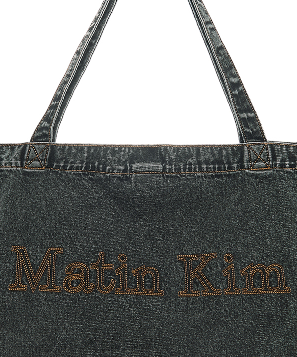 MATIN STITCH DENIM SHOULDER BAG IN BLACK