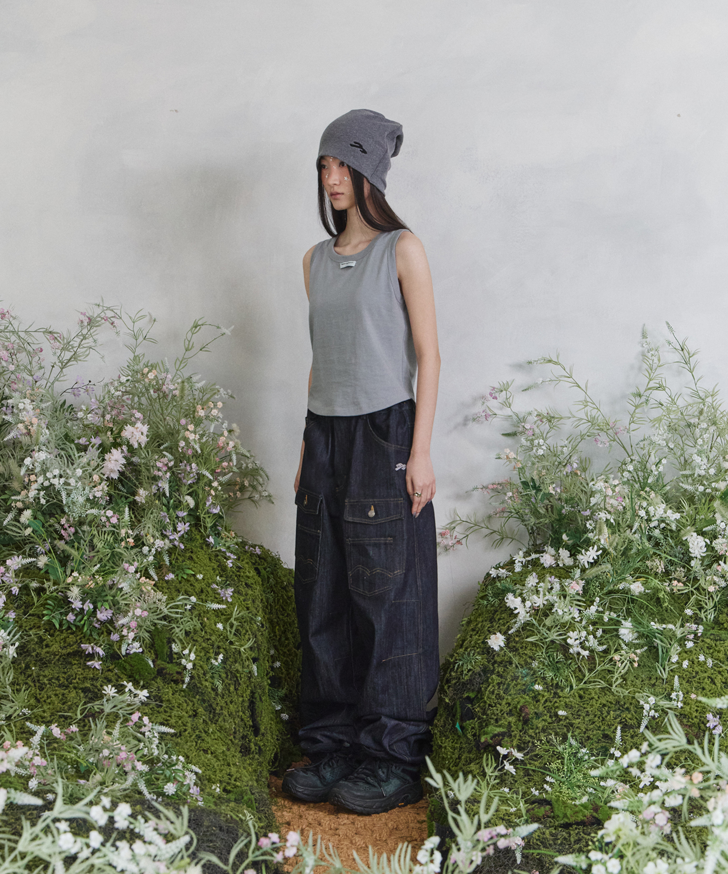 Eyelet Star Pattern Sleeveless Navy (Women)