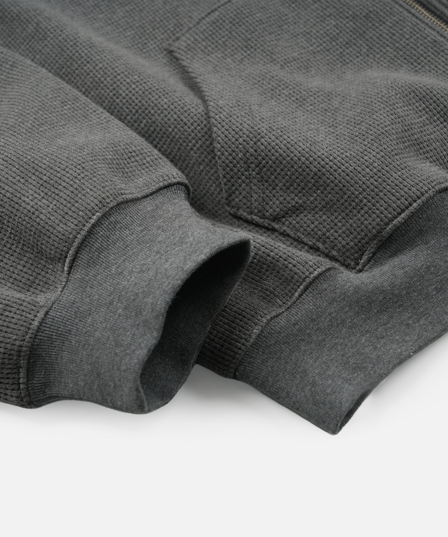 WAFFLE HOOD ZIP UP PARKA _ GRAY