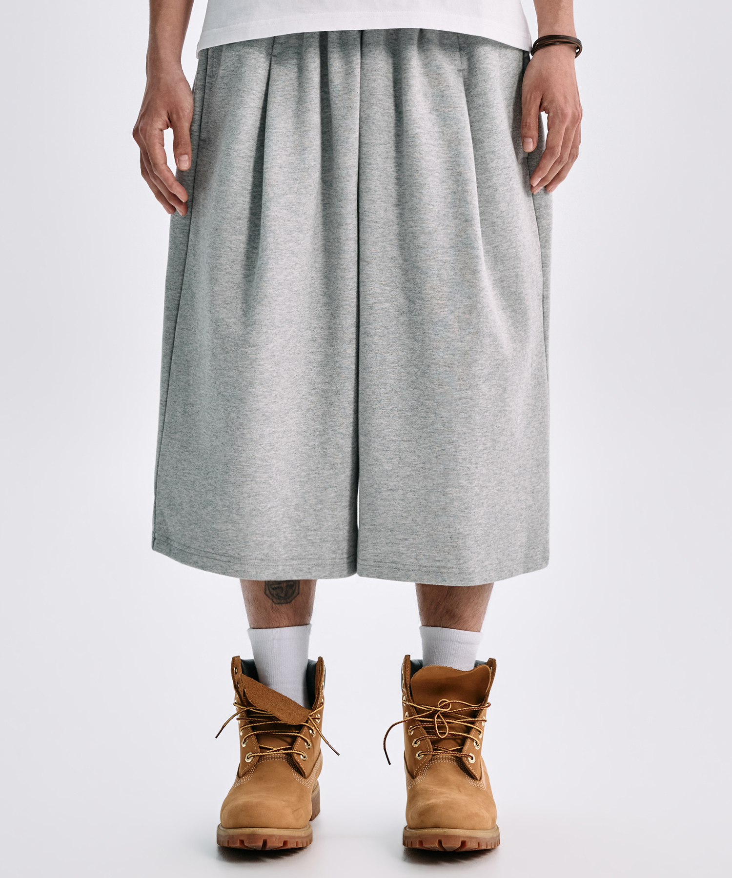 Спортивные шорты с одним защипом и двойным карманом (Melange Grey)