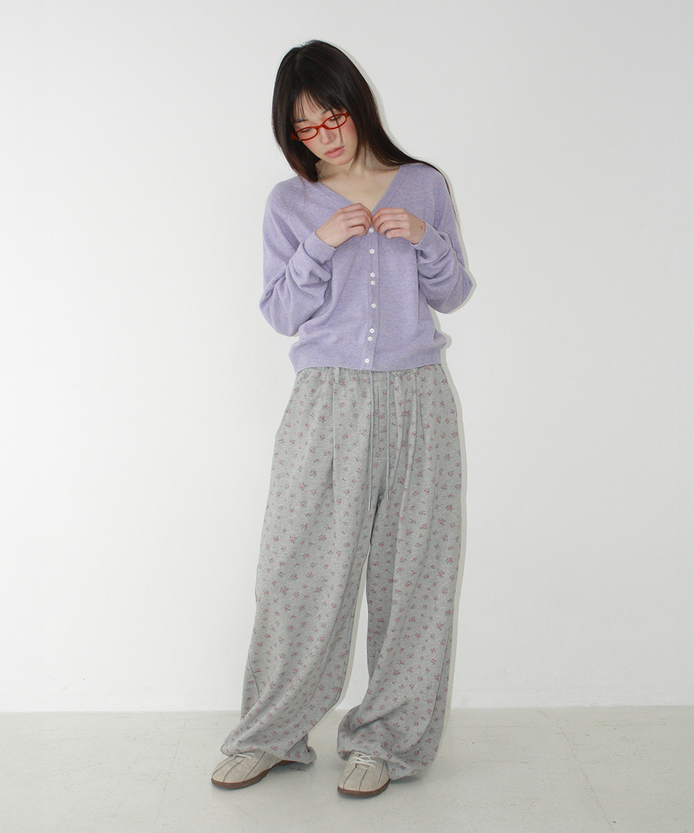 BUTTON POINT V NECK KNIT CARDIGAN SOFT PURPLE