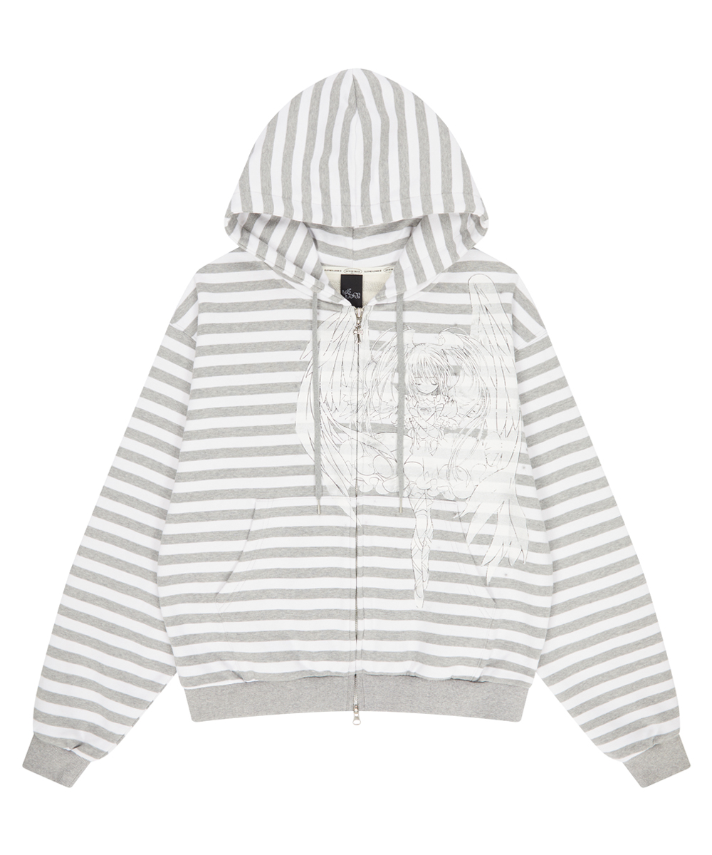 SHUGO CHARA! STRIPE HOOD ZIPUP(GRAY)