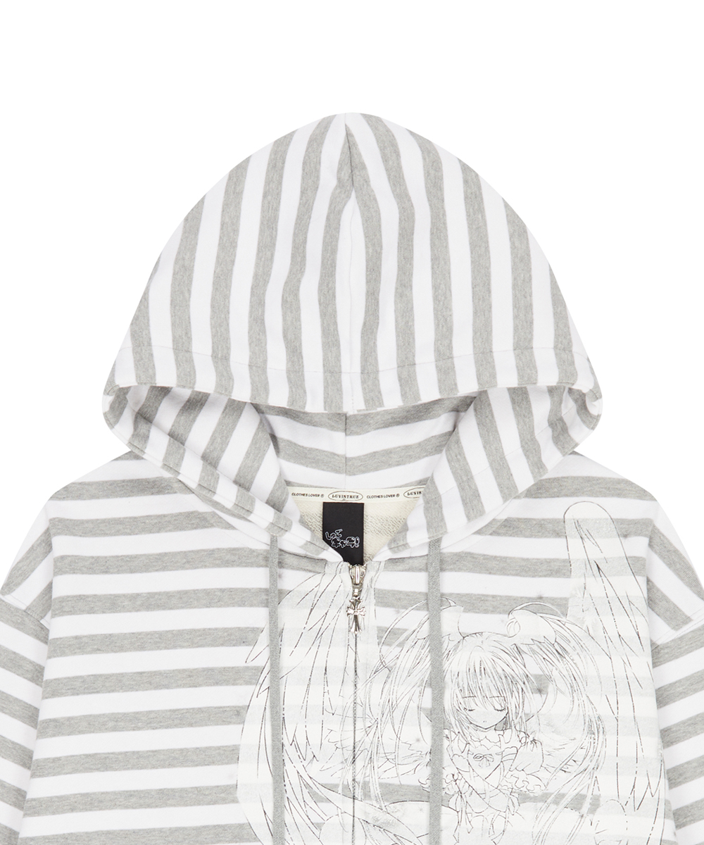 SHUGO CHARA! STRIPE HOOD ZIPUP(GRAY)