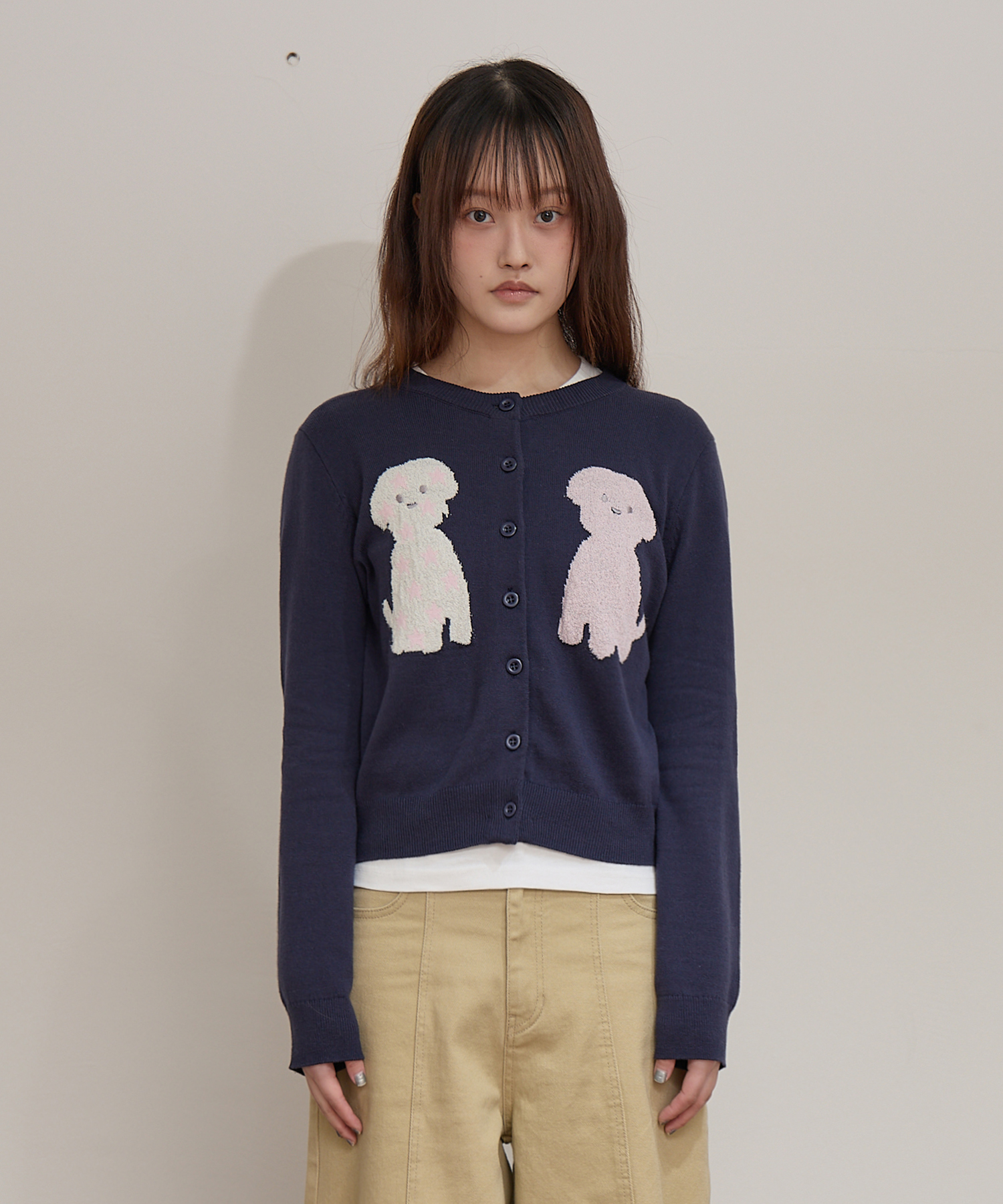Puppy Boucle Cardigan NAVY