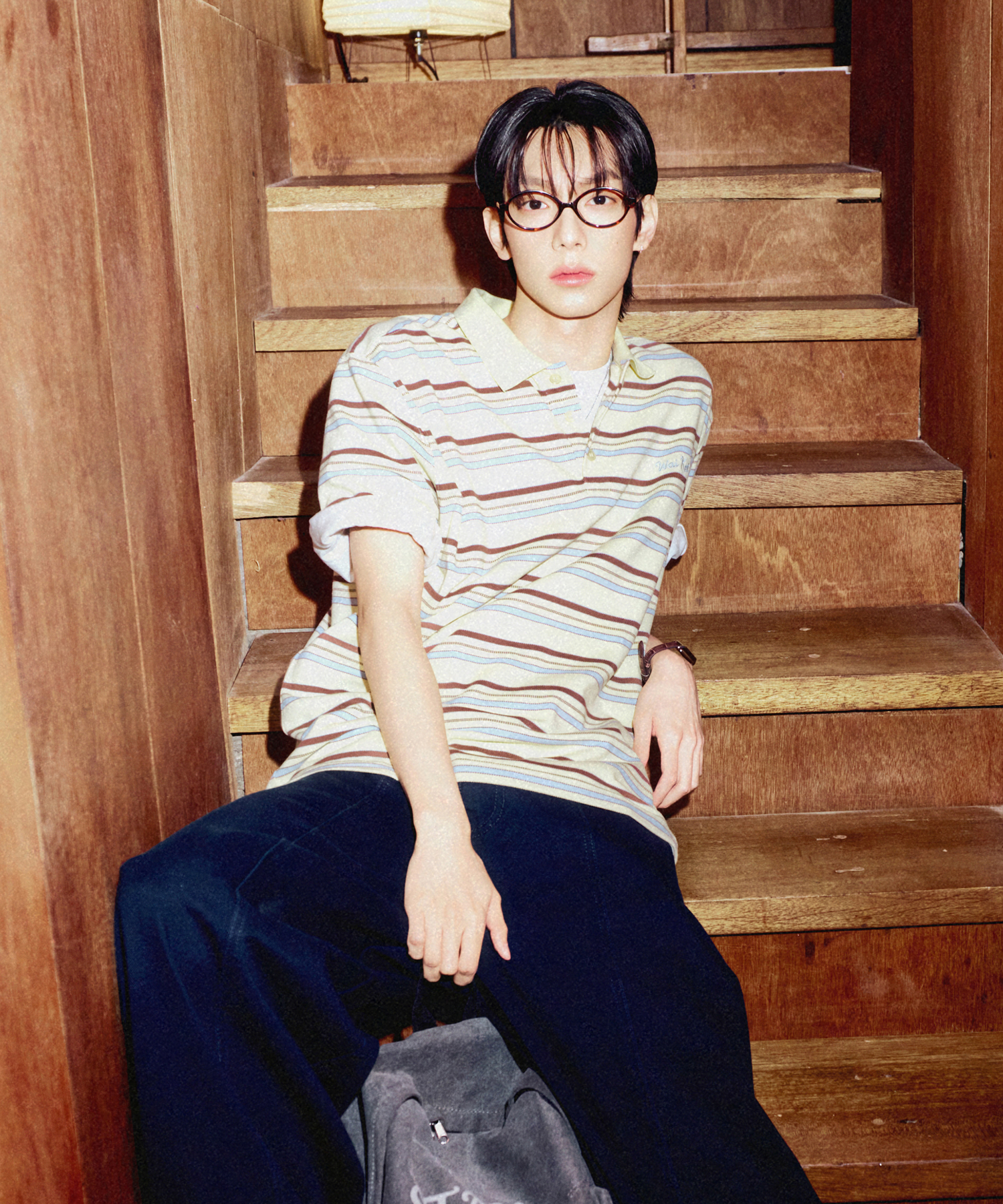Stripe Logo Pique Half T-shirt YELLOW