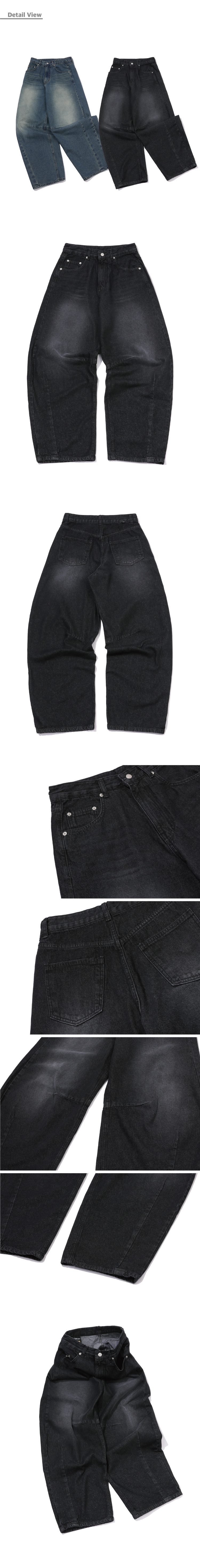 WOMEN WIDE DART DENIM PANTS - 2 COLORS BLACK