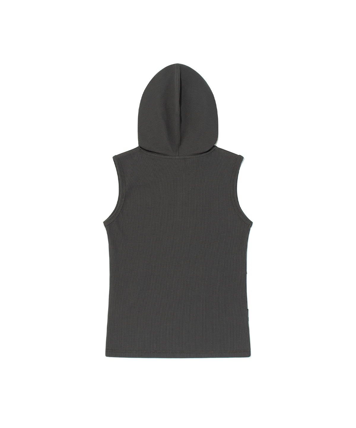 (w) TCM henley neck hooded sleeveless T (charcoal)