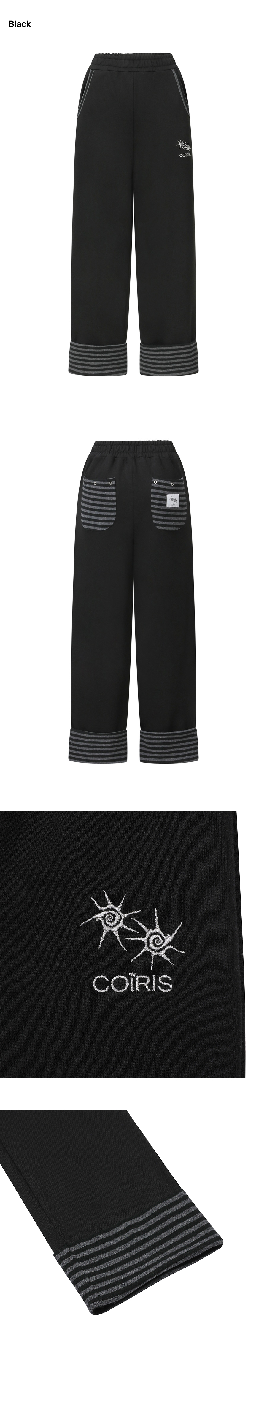 CONTRAST STRIPE PANTS BLACK