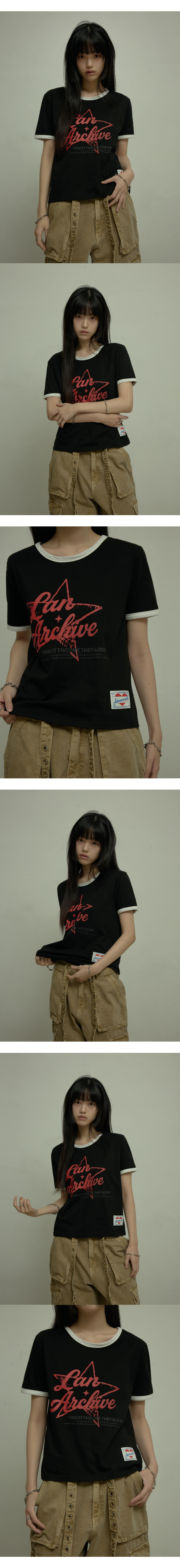MUSINSA公式 | LANARCHIVE [0094] LANスター ロゴ リンガー Tシャツ