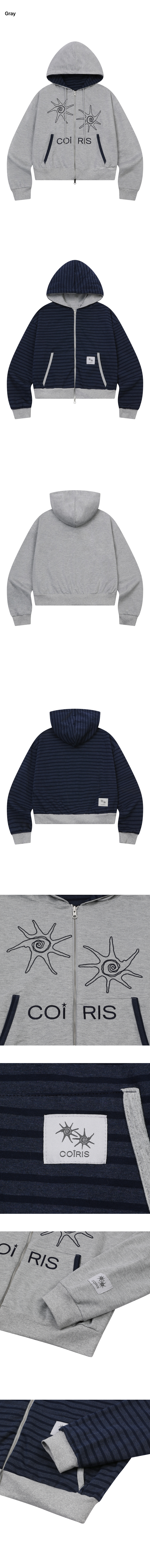 TEE STRIPE HOODIE GREY