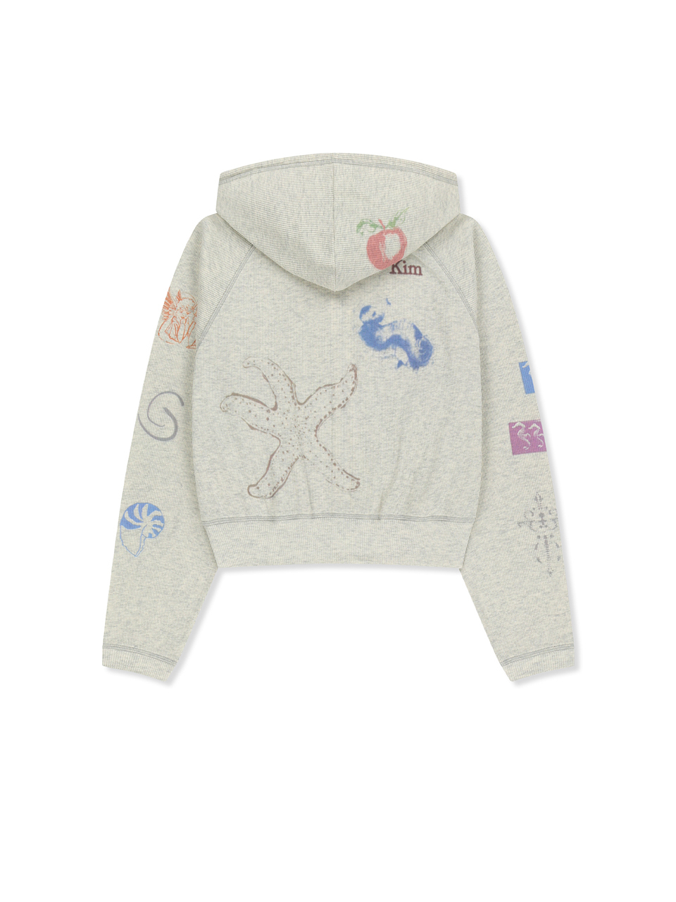 마뗑킴(MATIN KIM) SKETCH GRAFFITI WAFFLE HOODY ZIP UP IN LIGHT