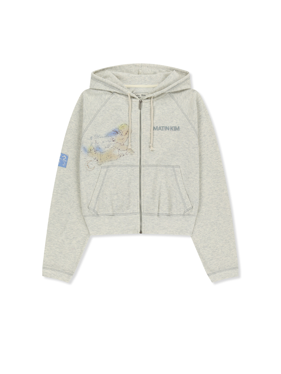 마뗑킴(MATIN KIM) SKETCH GRAFFITI WAFFLE HOODY ZIP UP IN LIGHT