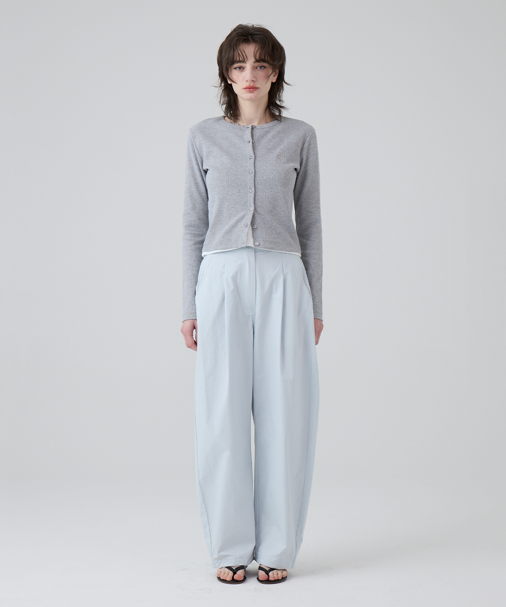 DGDP Square Logo Облегающий Round Neck Cardigan_Melange Серый