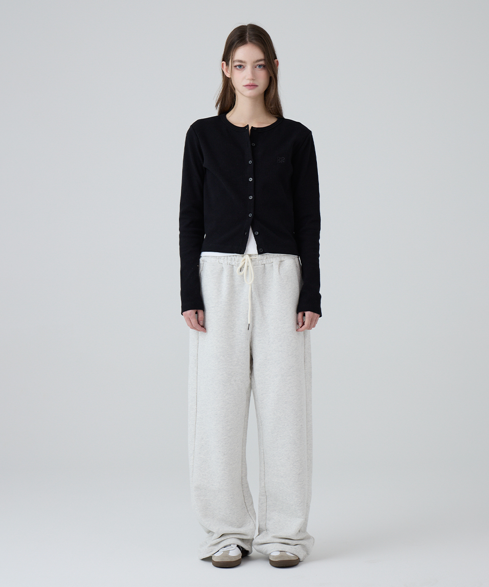 DGDP Square Logo Облегающий Round Neck Cardigan_Black