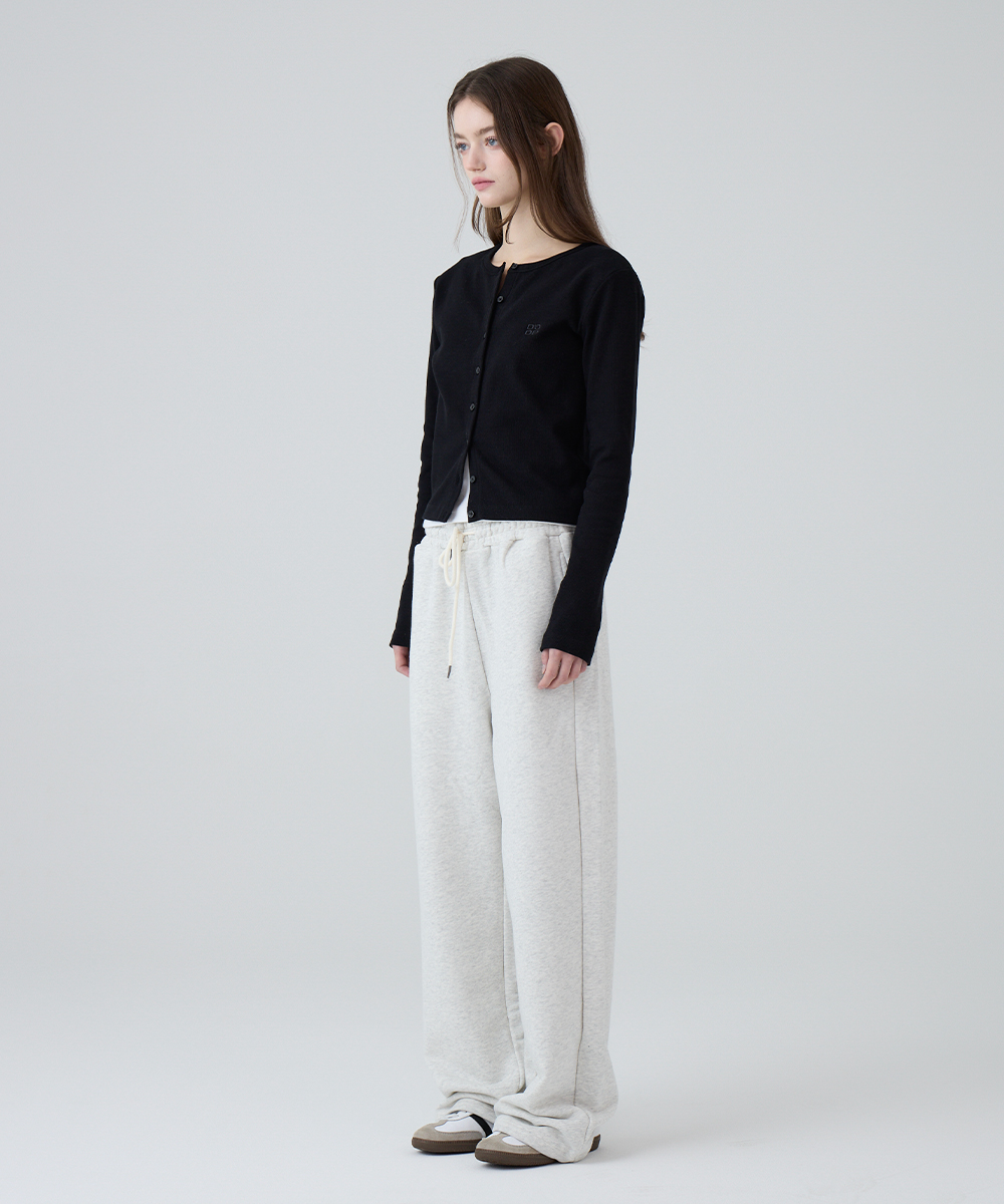 DGDP Square Logo Облегающий Round Neck Cardigan_Black