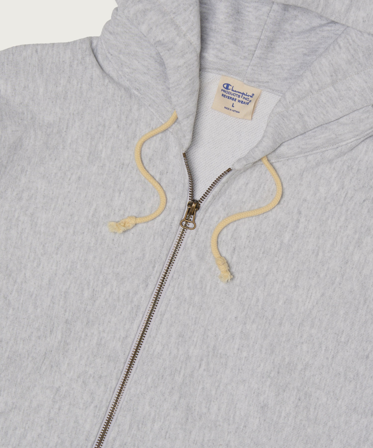 Свободное худи на молнии Reverse Weave Light Grey