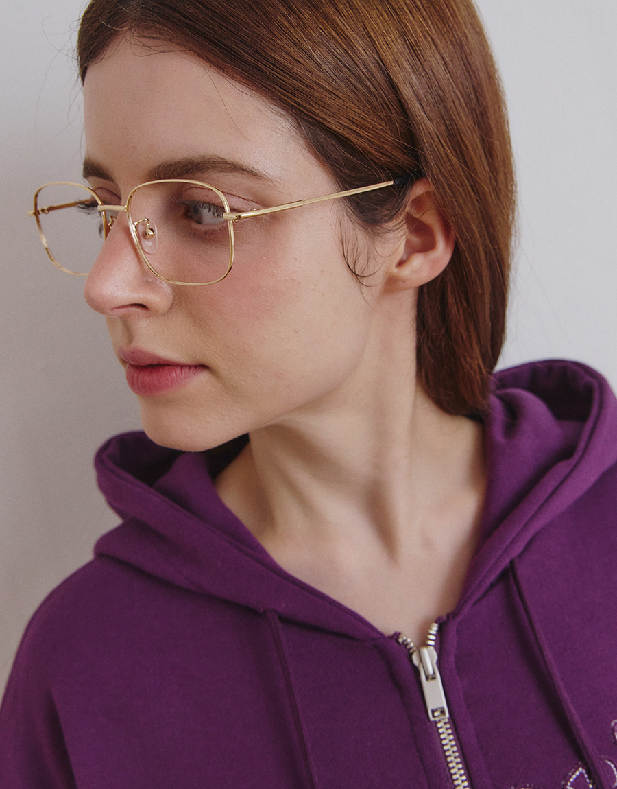 MARGARINE APPLIQUE TWO-WAY ZIP-UP HOODIE - 5 COLORS PURPLE