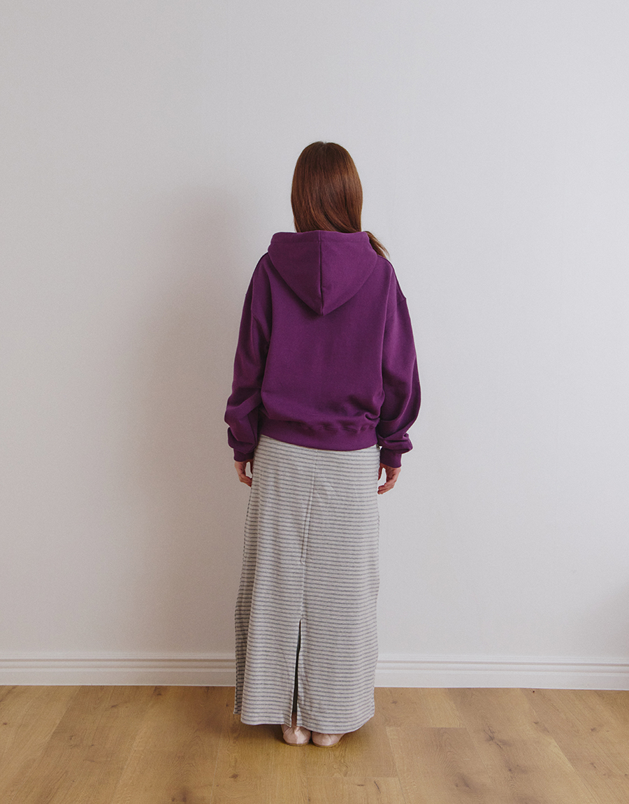 MARGARINE APPLIQUE TWO-WAY ZIP-UP HOODIE - 5 COLORS PURPLE