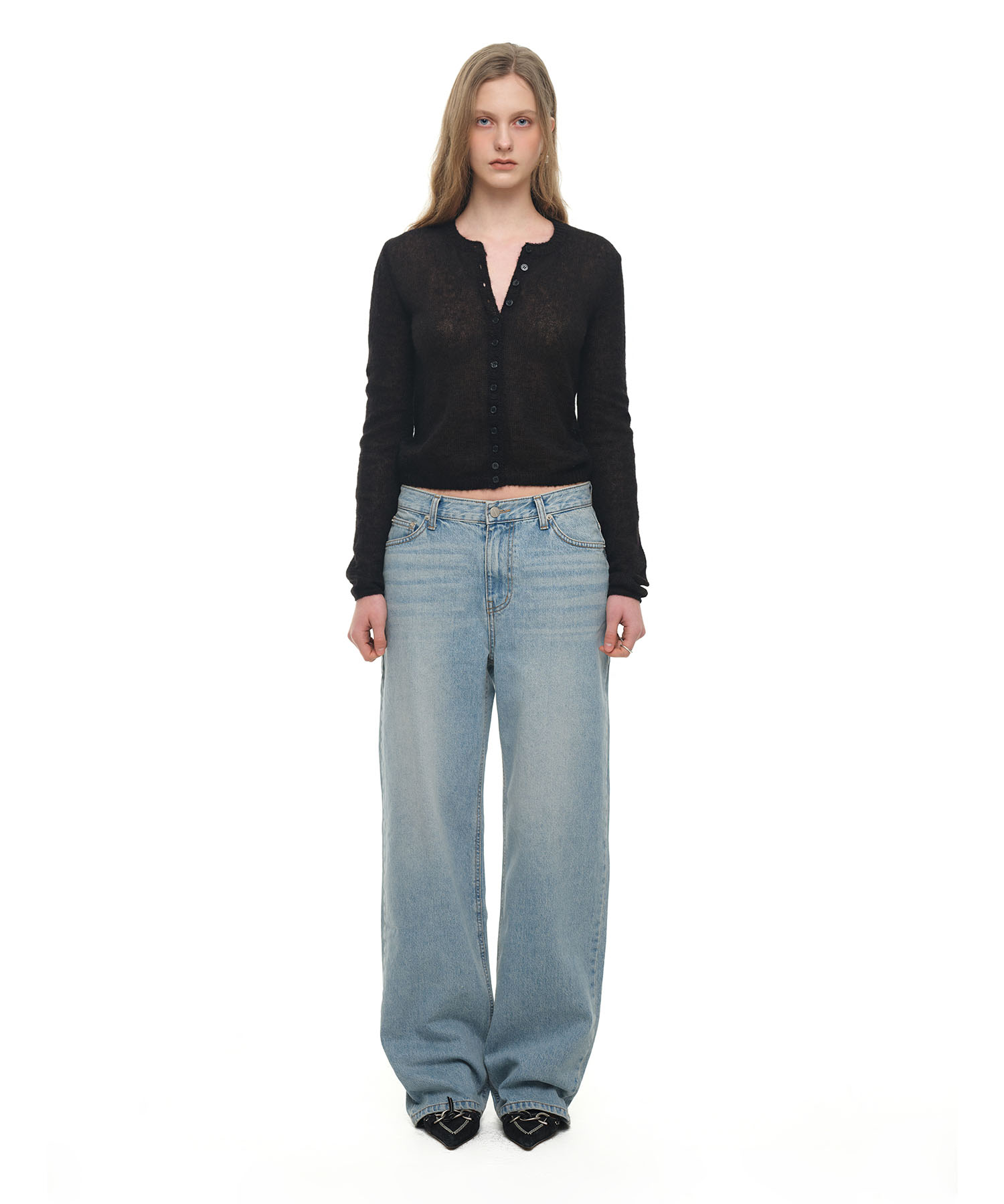 Mohair Slim-Fit Cardigan Black
