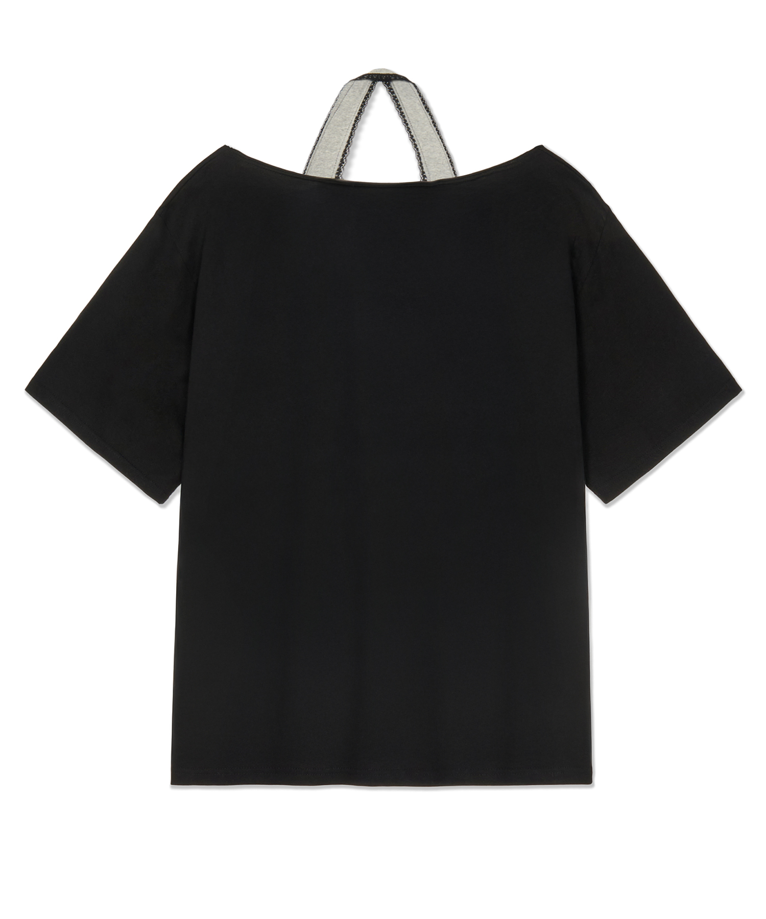 [SET] BETTY BOOP Betty Cat Halter Off-Shoulder T-Shirt_Black