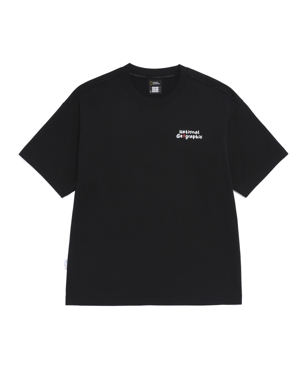 Черная футболка N262UTS904 Sorona Cool Script Semi-Over Fit BLACK