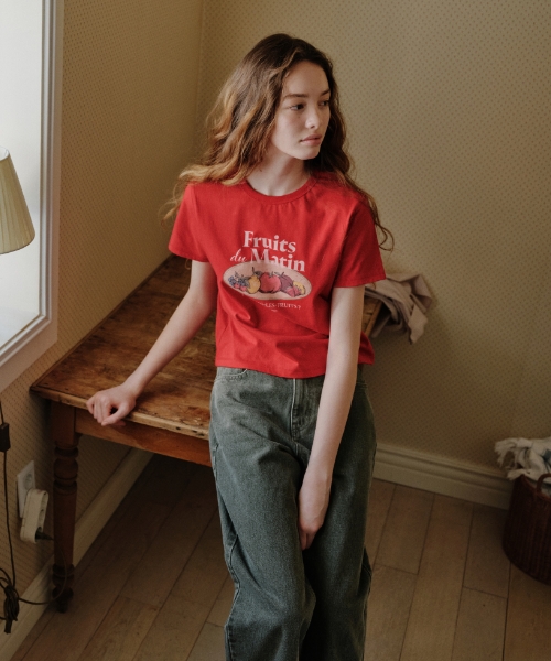 fruits market crop t-shirt - red