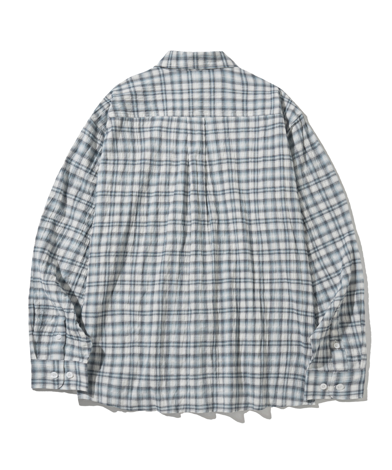 Pastel Check Wrinkle Shirt-Sky Blue