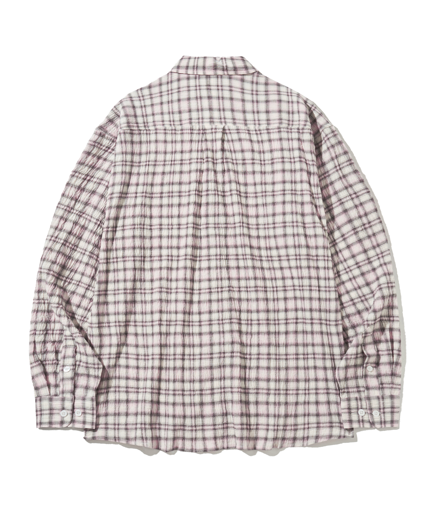 Pastel Check Wrinkle Shirt-Pink