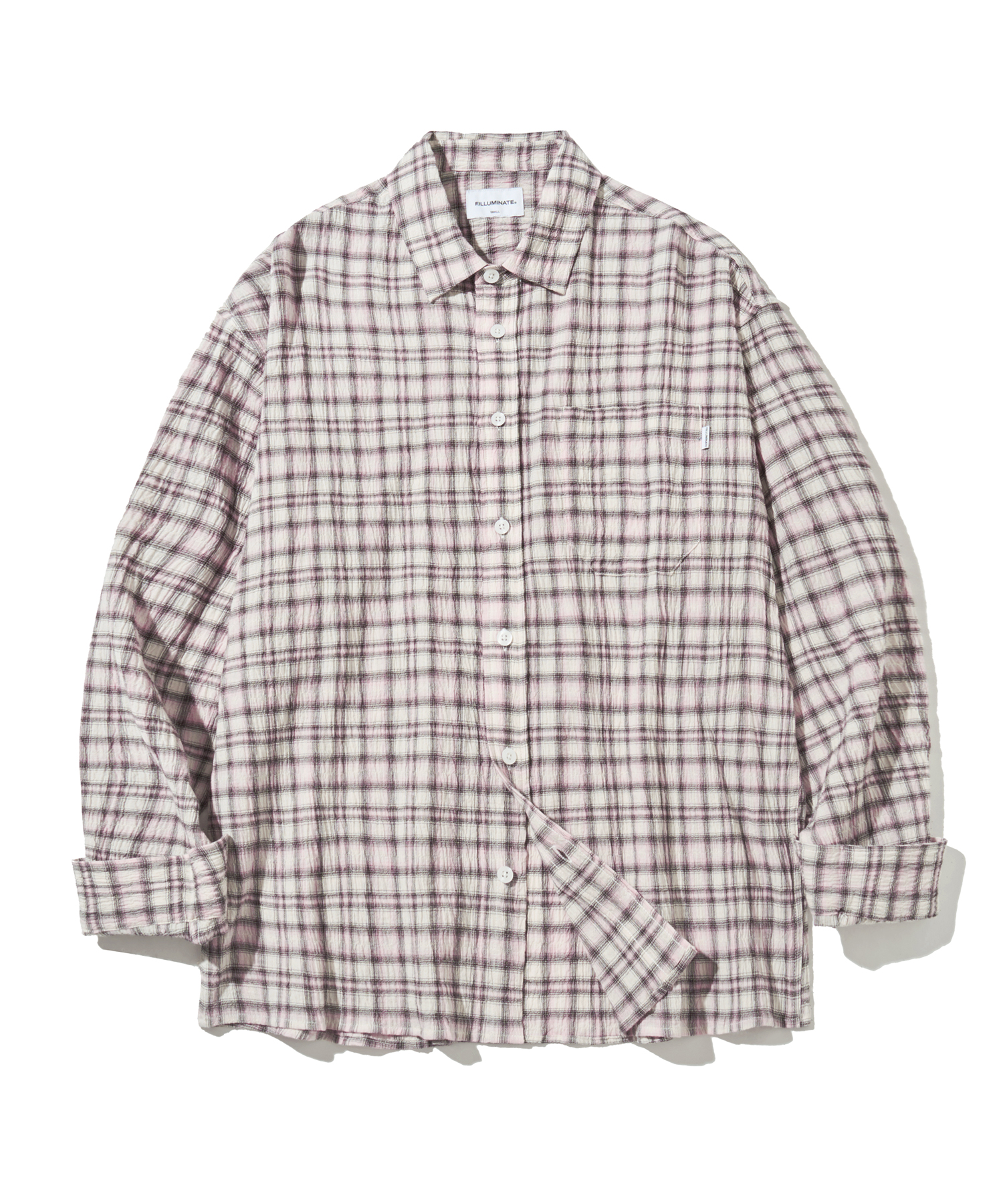 Pastel Check Wrinkle Shirt-Pink