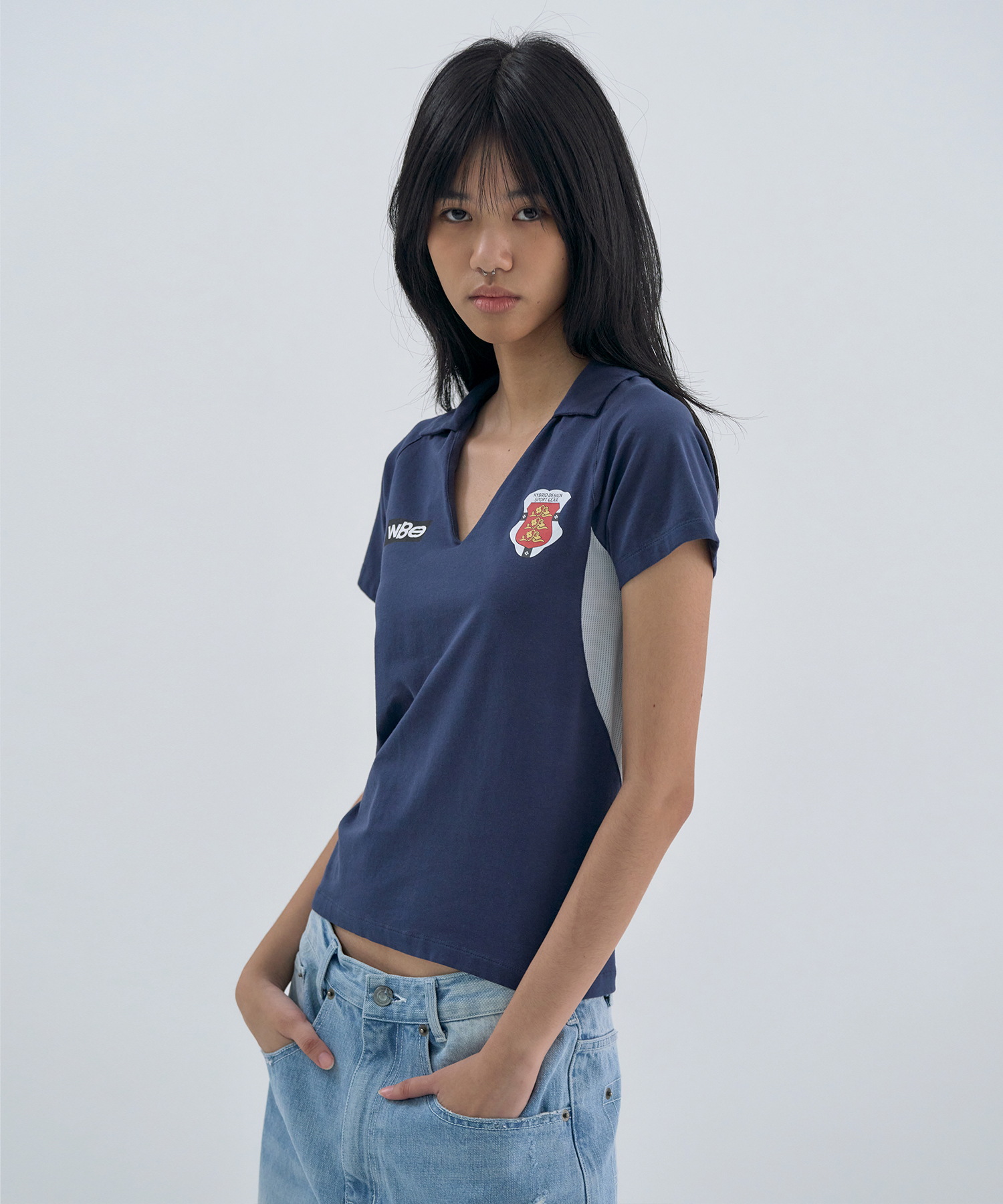 Cotton Football Half Sleeve Navy