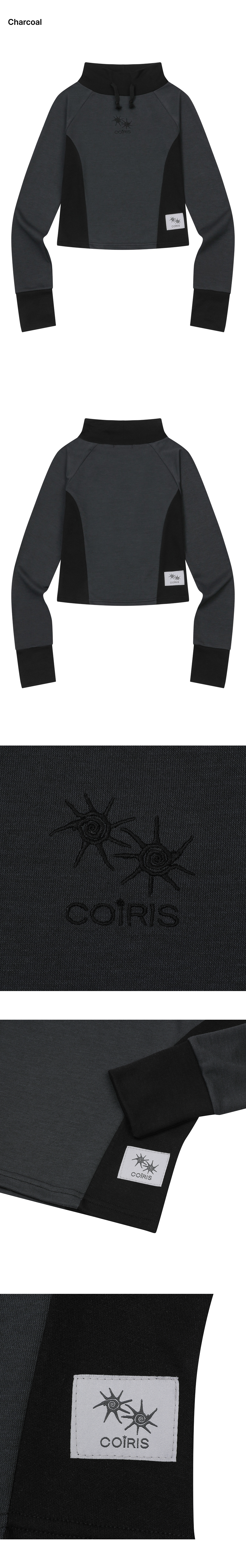 CONTRAST LONG SLEEVE TEE CHARCOAL