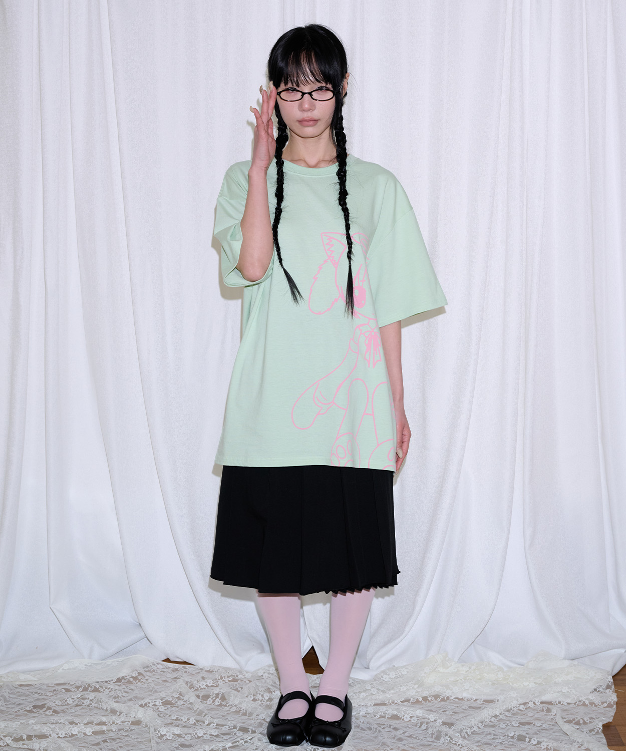CAT GIRL T SHIRT - MINT