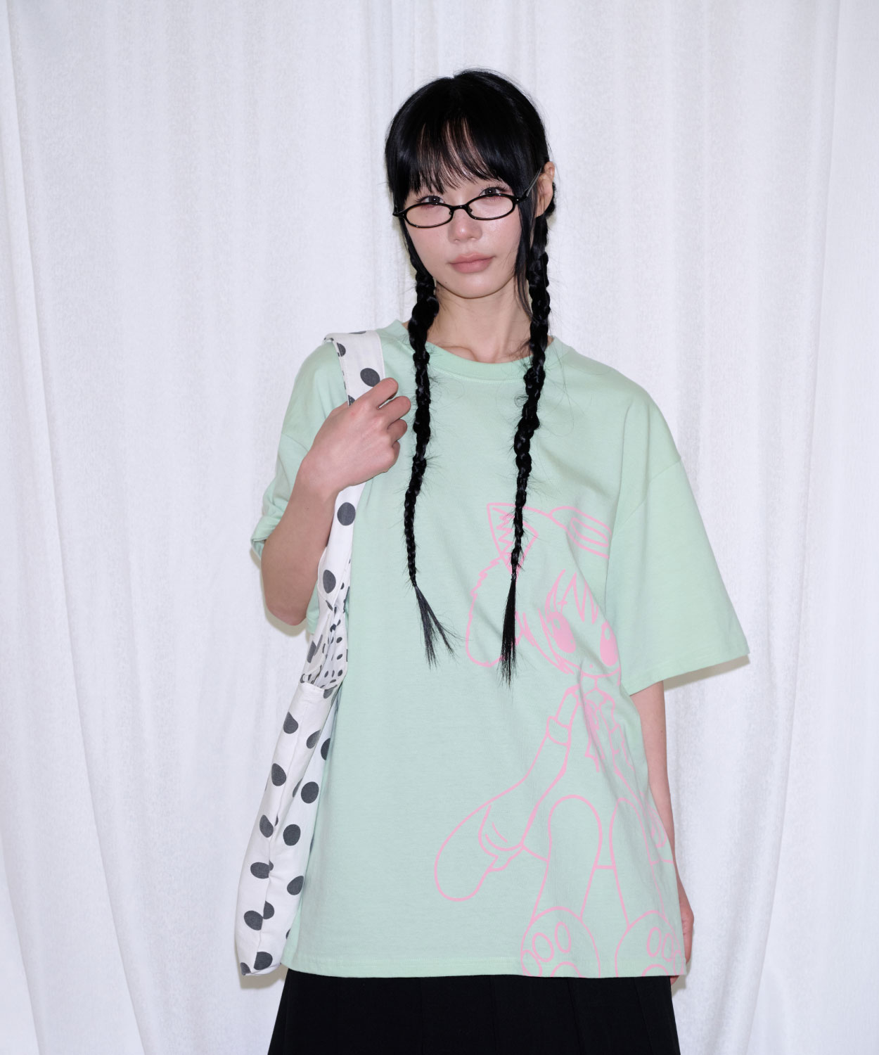 CAT GIRL T SHIRT - MINT
