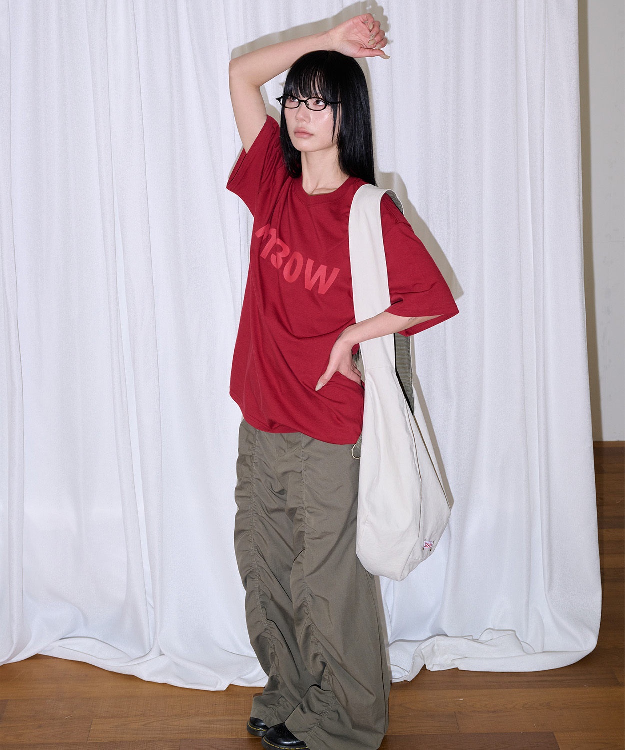 LACE LAYERED WIDE PANTS - KHAKI