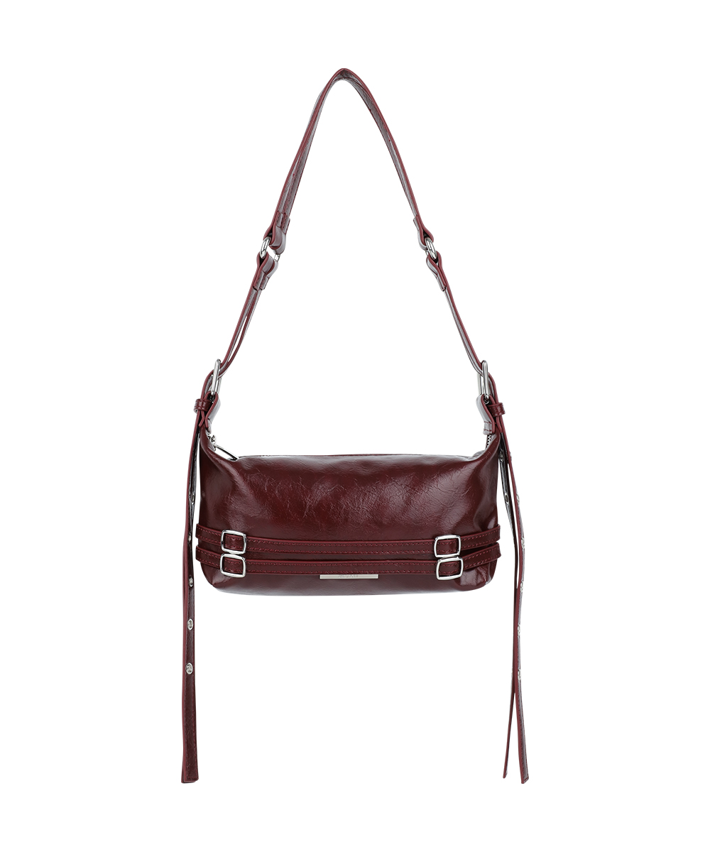 BELTED MINI SHOULDER BAG BURGUNDY