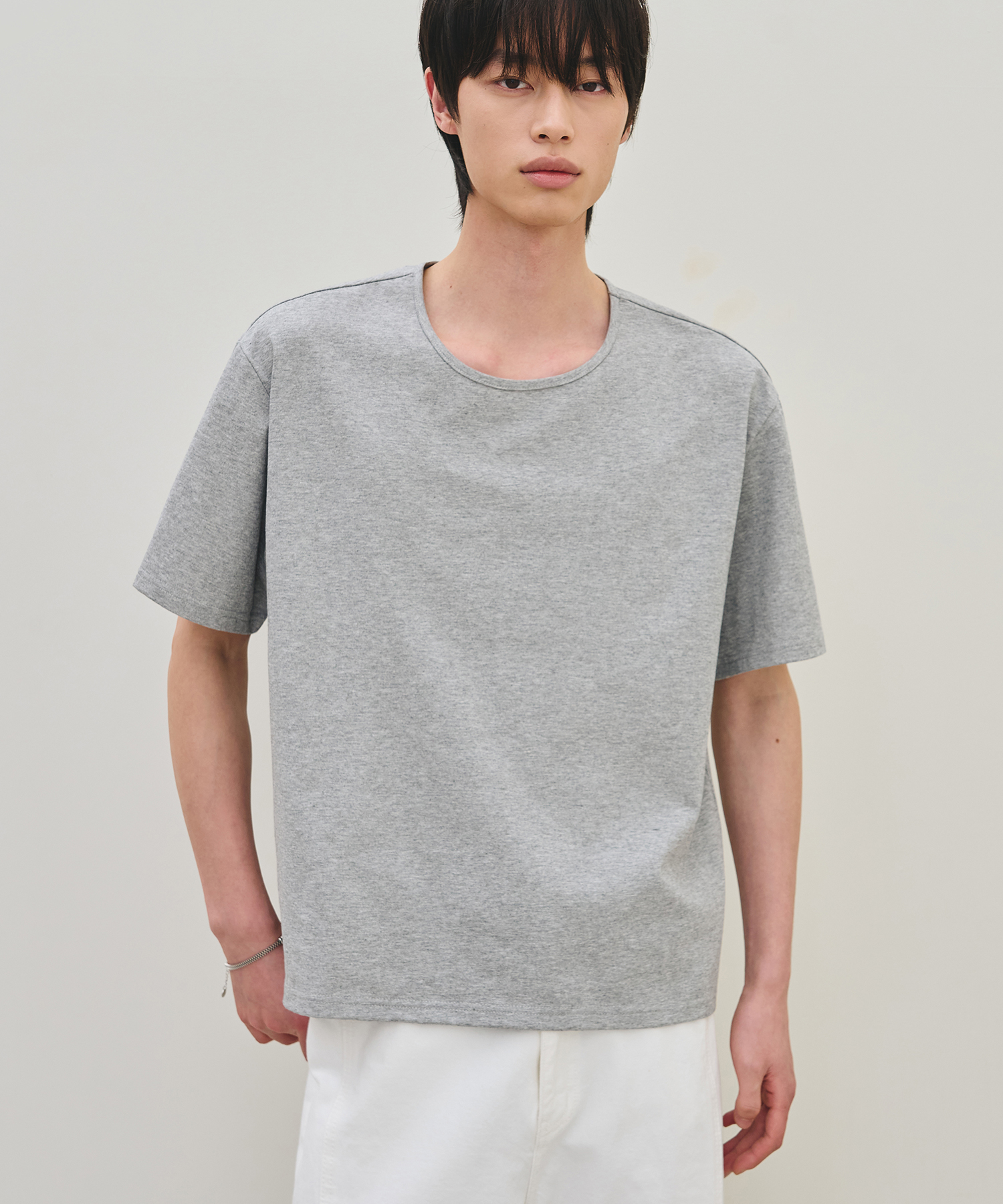 SUPIMA COTTON U-NECK CROP HALF T-SHIRT [ 3 COLOR ]