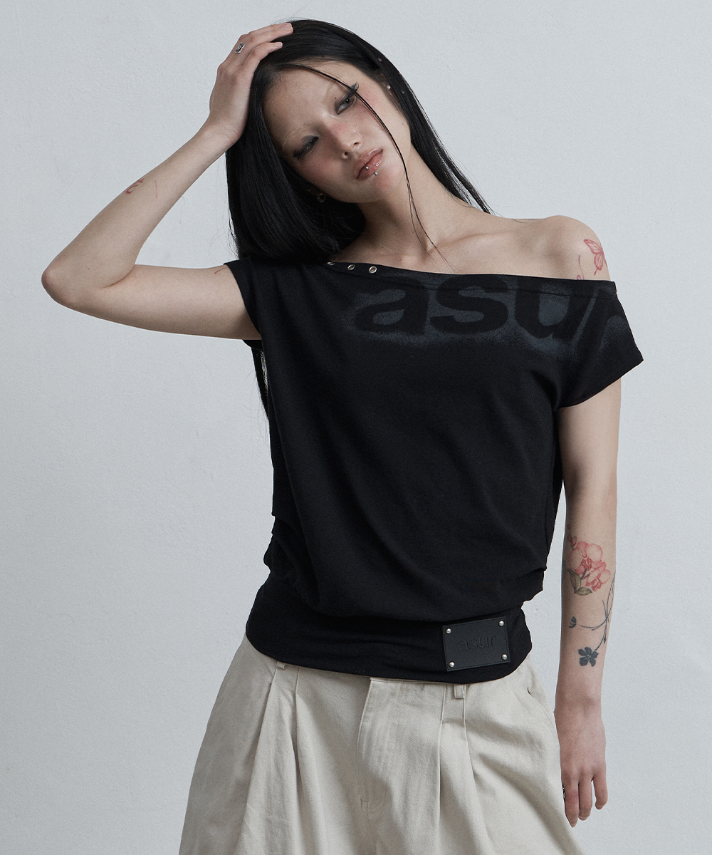 DOLMAN LOOSE CROP T-SHIRTS BLACK