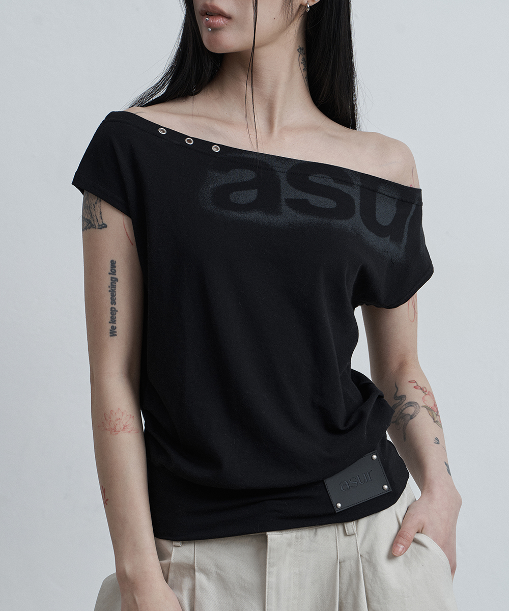 DOLMAN LOOSE CROP T-SHIRTS BLACK