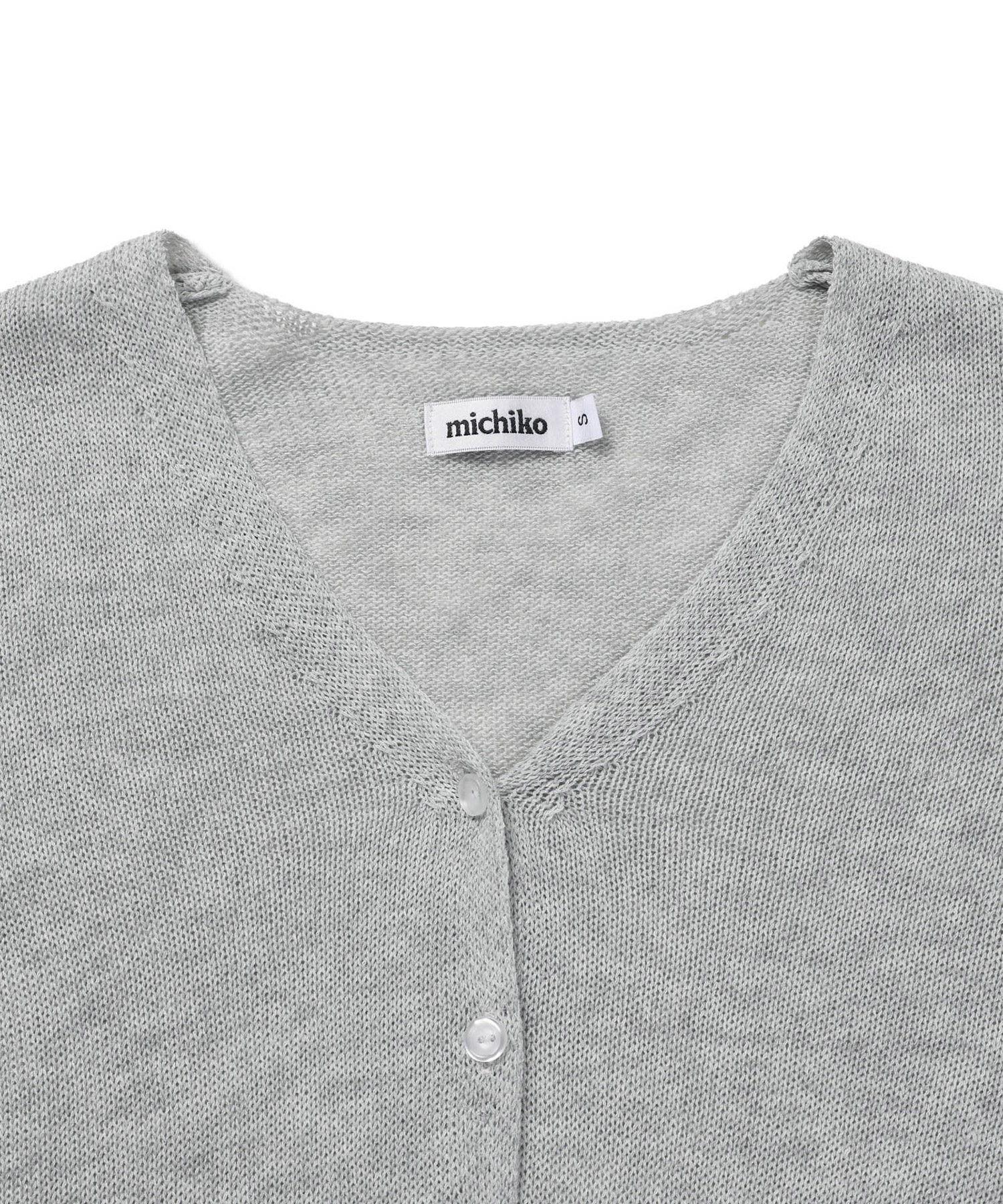 Hem Lace Linen Cardigan Melange grey
