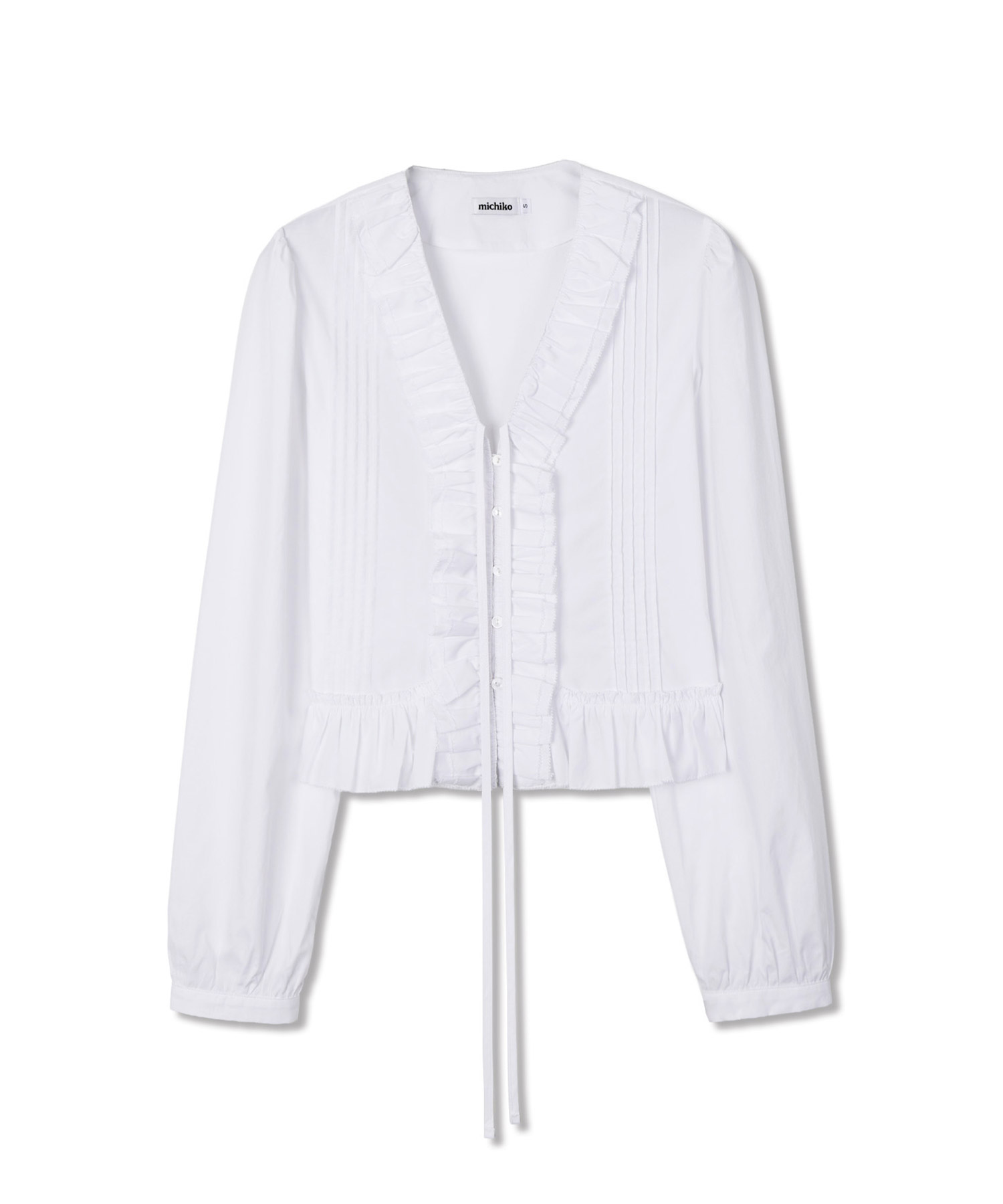 Pin-tuck Frill Blouse White