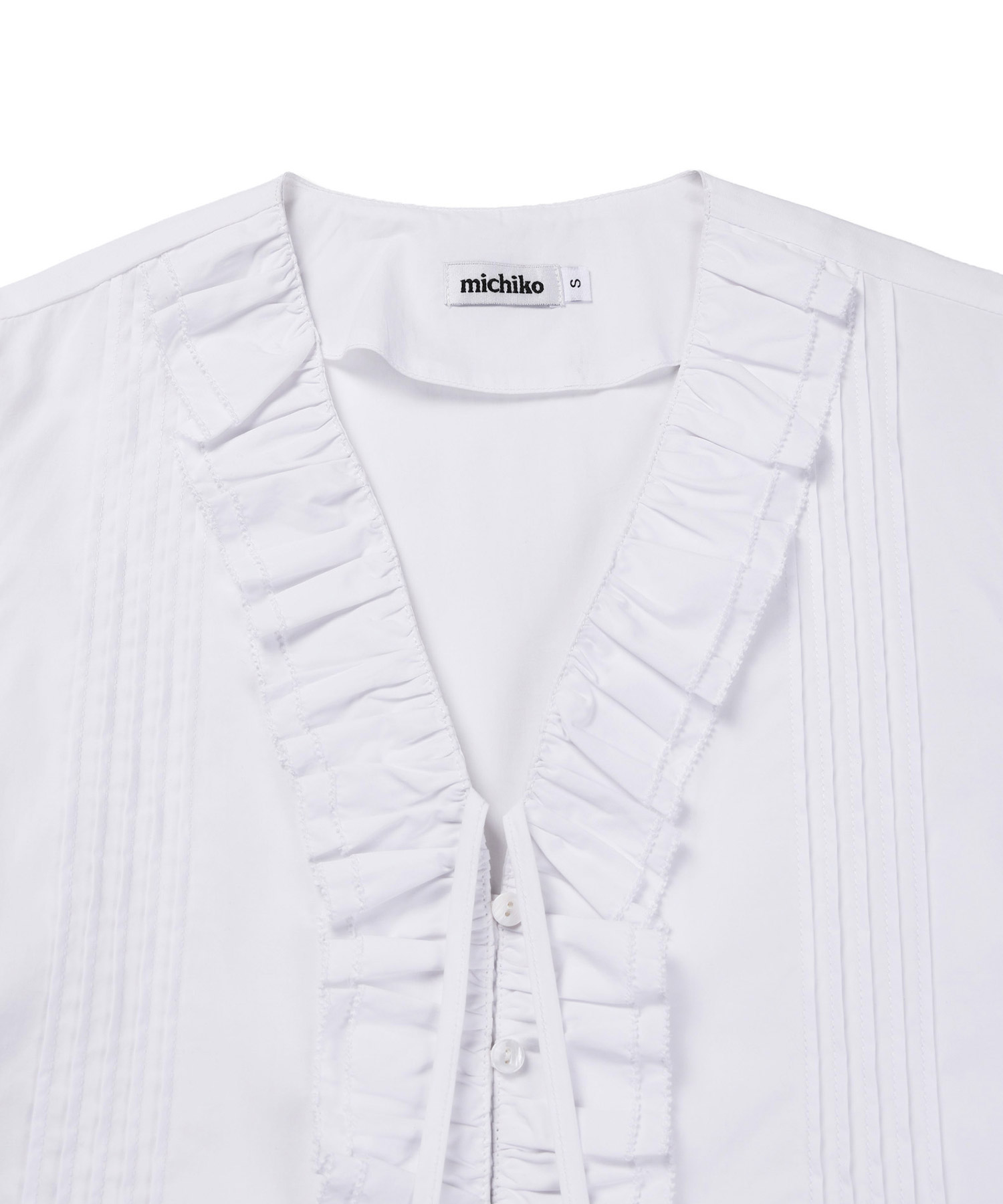 Pin-tuck Frill Blouse White