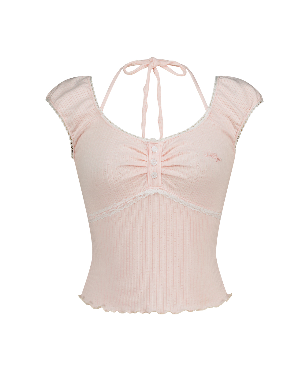 BUTTON HALTER SLEEVELESS PINK