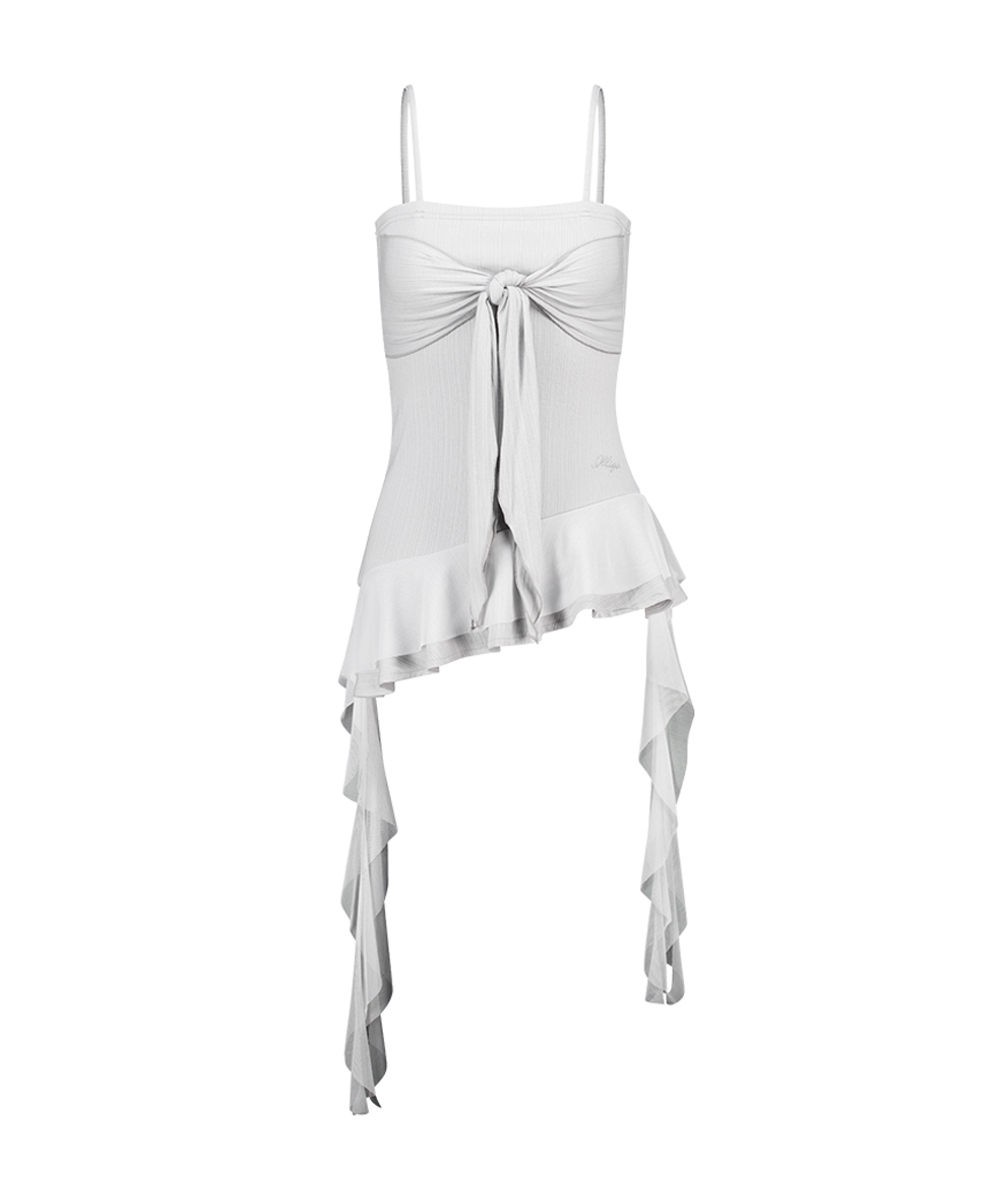 RIBBON TIE SLEEVELESS GRAY