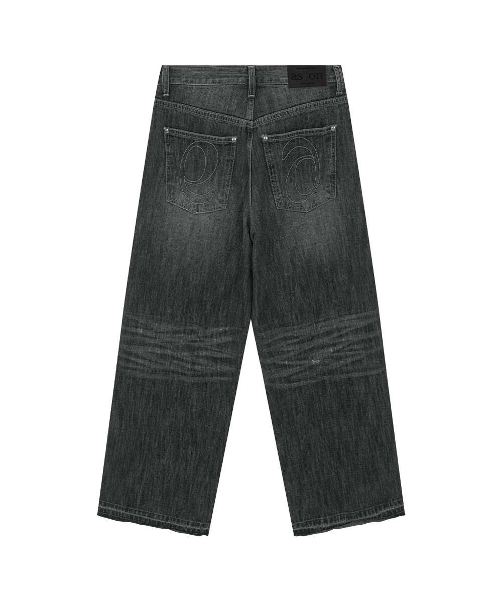 FADE DENIM WASHING PANTS / BLACK