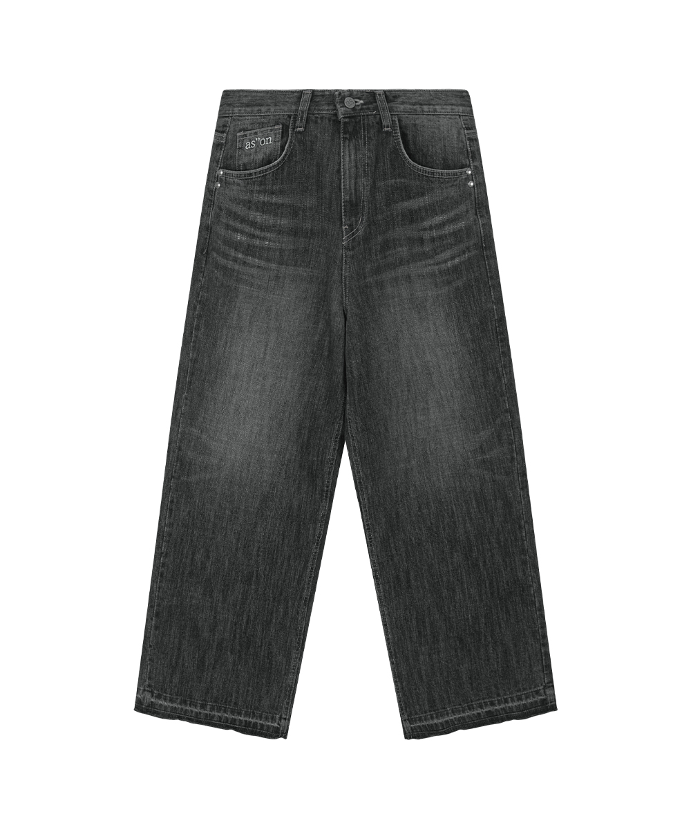 FADE DENIM WASHING PANTS / BLACK