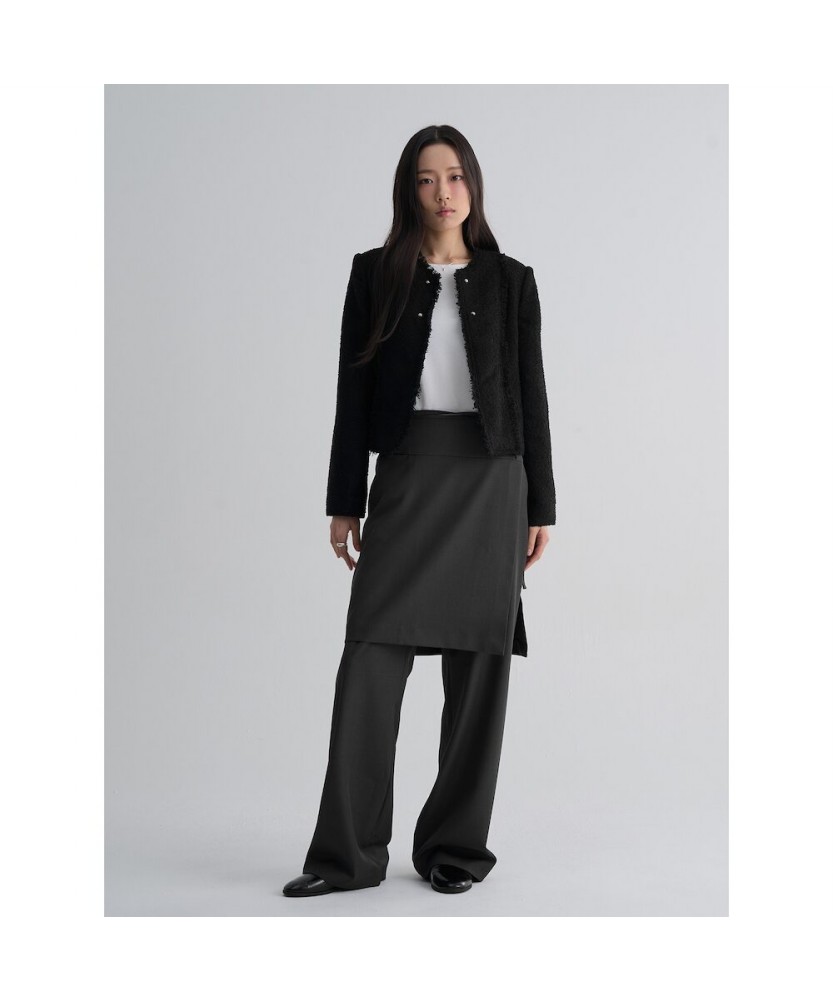 Твидовый жакет с бахромой, Black