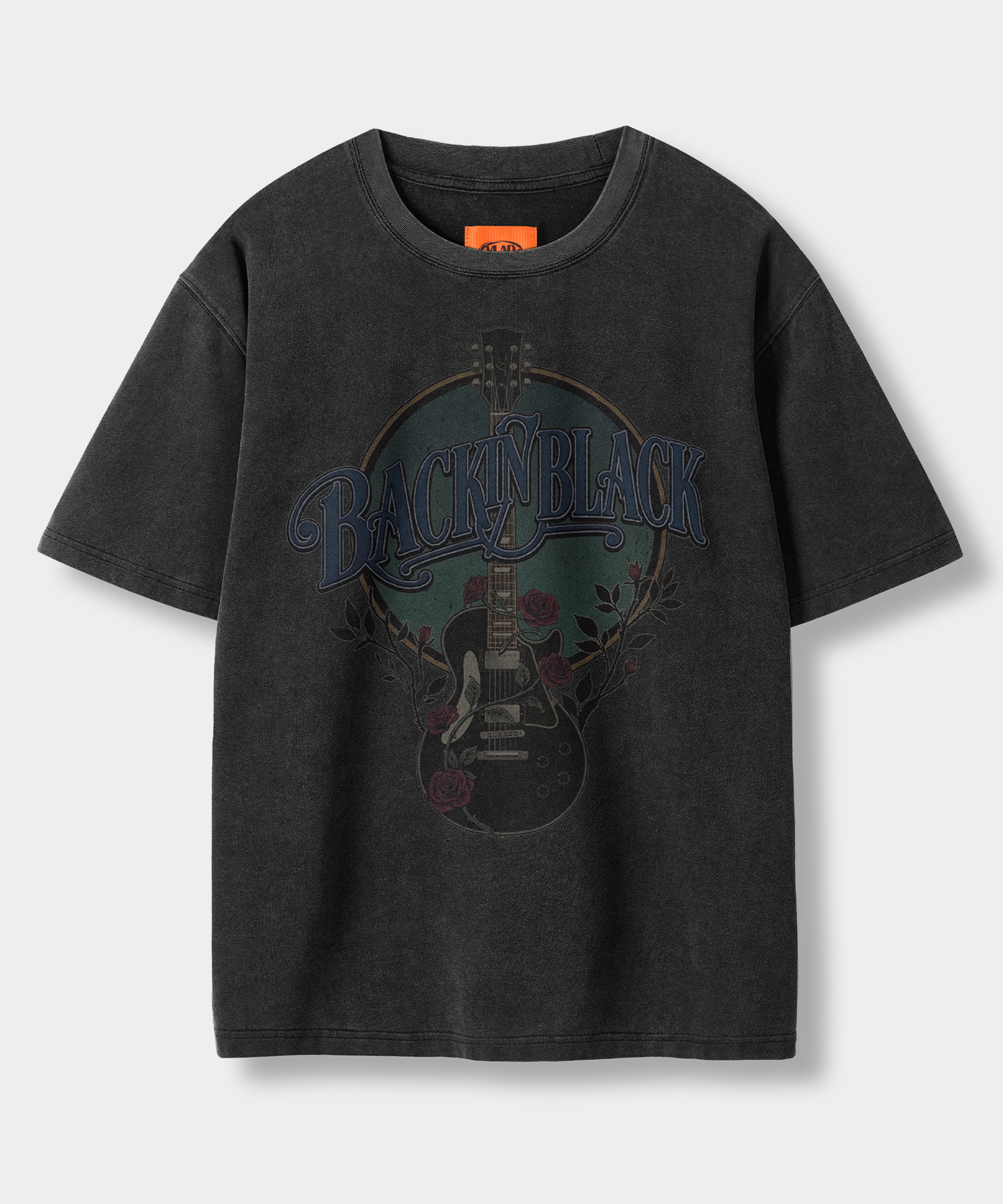 VLAD VINTAGE ROSE SEMI-CROP T-SHIRT_PIGMENT CHARCOAL
